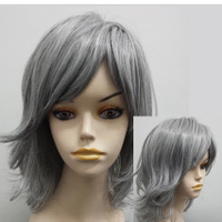 Products: Grey Short Wavy Human Hair Wig