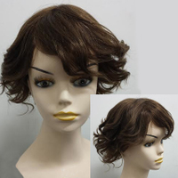 Products: Light Brown Short Wavy Human Hair Wig