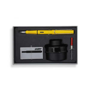 Pens: Lamy Fountain Pen Set (Medium) - Yellow & Ink Pot