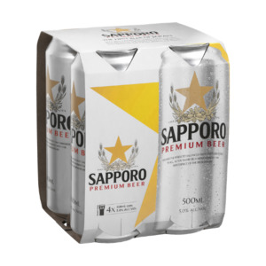 International Beer: Sapporo Premium Japanese Beer Cans 4x500ml - International Beer Super Liquor