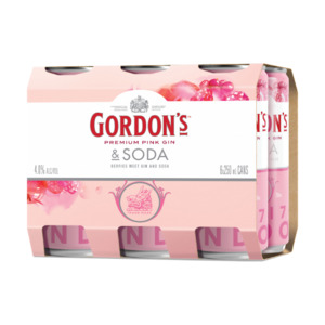 Products: Gordon's Premium Pink Gin & Soda 4% Cans 6x250ml - Gin RTD's Super Liquor
