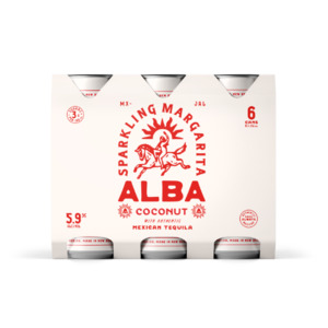 Alba Sparkling Margarita Coconut 5.9% Cans 6x250ml - Tequila RTD Super Liquor