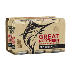International Beer: Great Northern Super Crisp 3.5% Cans 6x375ml - International Beer Super Liquor