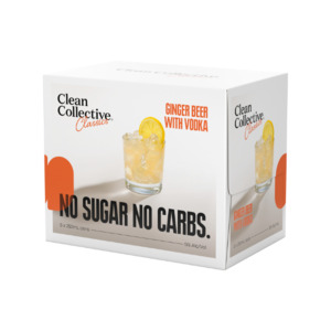 Flavoured Beer: Clean Collective Ginger Beer with Vodka 5% Cans 6x250ml - Flavoured Beer Super Liquor
