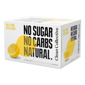 Clean Collective Gin & Tonic with Lemon 5% Cans 12x250ml - Gin RTD's Super Liquor