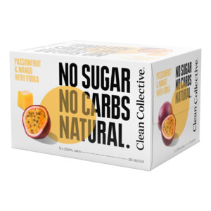 Products: Clean Collective Passionfruit & Mango 5% Cans 12x250ml - Vodka RTD's Super Liquor