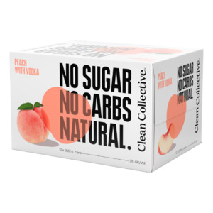 Clean Collective Peach with Vodka 5% Cans 12x250ml - Vodka RTD's Super Liquor