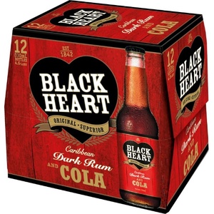 Products: Black Heart Dark Rum & Cola 4.6% Bottles 12x330ml - Rum RTD's Super Liquor
