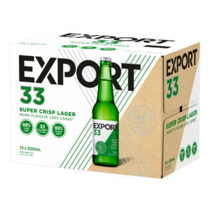 New Zealand Beer: Export 33 Bottles 15x330ml - New Zealand Beer Super Liquor