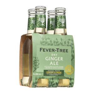 Mixers: Fever-Tree Dry Ginger Ale Bottles 4x200ml - Mixers Super Liquor