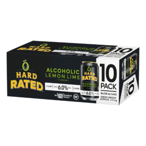 Products: Hard Rated Alcoholic Lemon Lime 6% Cans 10x330ml - Other RTD's Super Liquor