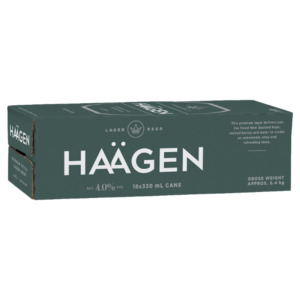 International Beer: Haägen Lager Cans 18x330ml - International Beer Super Liquor