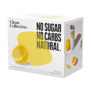 Products: Clean Collective Gin & Tonic with Lemon 5% Cans 6x250ml - Gin RTD's Super Liquor