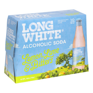 Products: Long White Vodka Alcoholic Soda Lemon Lime & Bitters 4.8% Bottles 10x320ml - Vodka RTD's Super Liquor