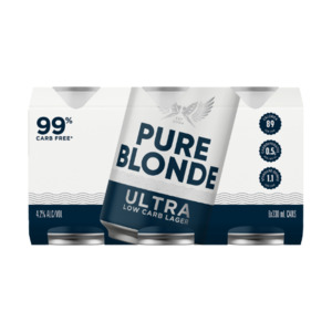 Pure Blonde Ultra Low Carb Lager Cans 6x330ml - International Beer Super Liquor