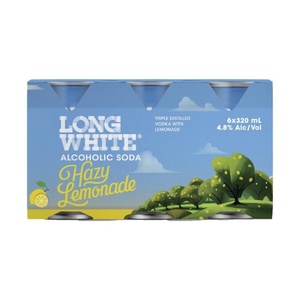 Long White Vodka Alcoholic Soda Hazy Lemonade 4.8% Cans 6x320ml - Vodka RTD's Super Liquor