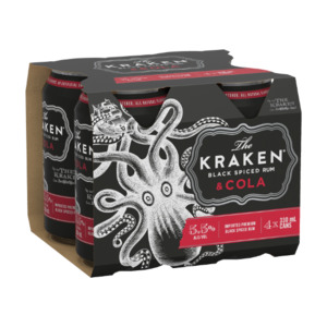 The Kraken Black Spiced Rum & Cola 5.5% Cans 4x330ml - Rum RTD's Super Liquor