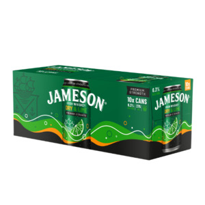 Products: Jameson Dry & Lime Premium Strength 6.3% Cans 10x375ml - Whisky RTD's Super Liquor