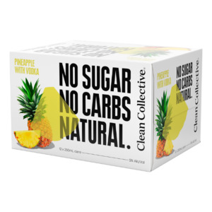 Clean Collective Pineapple with Vodka 5% Cans 12x250ml - Vodka RTD's Super Liquor