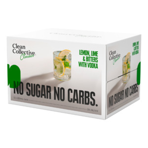 Products: Clean Collective Classics Lemon, Lime & Bitters 5% Cans 12x250ml - Vodka RTD's Super Liquor