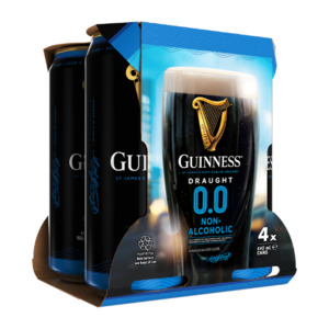International Beer: Guinness Draught 0.0 Non-Alcoholic Cans 4x440ml - International Beer Super Liquor