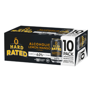 Hard Rated Alcoholic Lemon Mango 6% Cans 10x330ml - Other RTD's Super Liquor