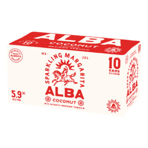 Alba Coconut Sparkling Margarita 5.9% Cans 10x250ml - Tequila RTD Super Liquor