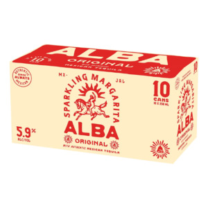 Alba Original Sparkling Margarita 5.9% Cans 10x250ml - Tequila RTD Super Liquor
