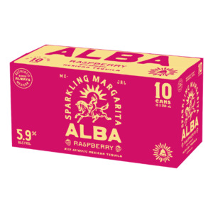 Alba Raspberry Sparkling Margarita 5.9% Cans 10x250ml - Tequila RTD Super Liquor