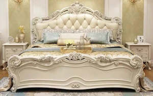 X01 Carved Bed Footboard 5 Pieces Bedroom Set