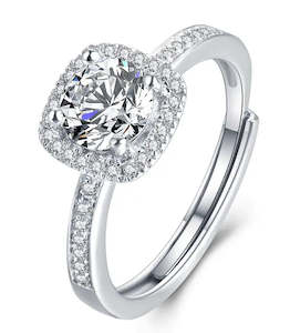 1 Carat Square Box 925 Silver Moissanite Stone Ring