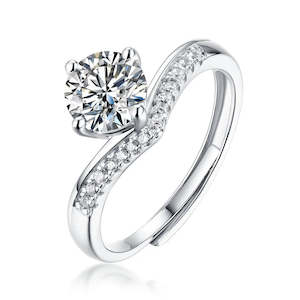 1 Carat Princess Crown 925 Silver Moissanite Stone Ring