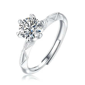 Yorkerla Jewellery: 1 Carat Promise 925 Silver Moissanite Stone Ring