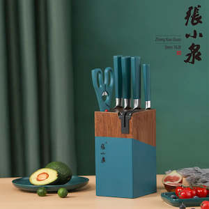 New: Master Z Premium Green 6 Pieces Kitchen Knife Block Set