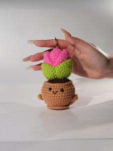 Handmade Pink Succulent Crochet Toy | Cute DIY Crochet Plant Decor