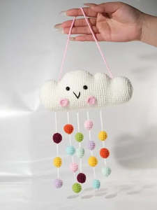 New: Handmade Cloud Crochet Toy | Cute Rainbow Hanging Plush Charm
