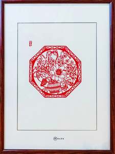 New: Harmony and Beauty Paper Cutting Art | Handmade Chinese Floral Basket Wall Decor