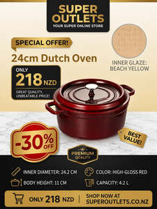 24cm Cast Iron Dutch Oven | 4.2L Enamel Casserole Pot