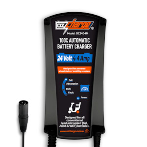 OzCharger 24V 4A Mobility Scooter Battery Charger & Maintainer - OC-2404M