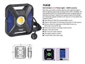 Narva 71418 LED ALS Corded L.E.D Flood Light – 6,000 Lumens