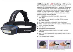 Electrical Accessories: Narva 71426 LED Rechargeable L.E.D Head Lamp 250 Lumen