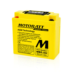 Motorcycle And Watercraft: Motobatt MB5.5U Quadflex Motorbike AGM Battery - 7Ah 90CCA