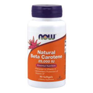 Now Foods Natural Beta Carotene 25,000IU 90 Softgels