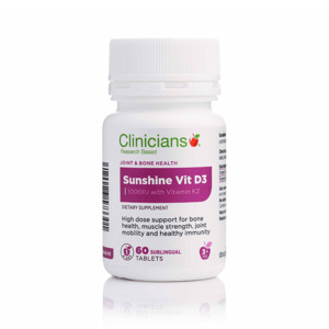 Vitamin K: Clinicians Sunshine Vitamin D3 & Vitamin K2 60 SL Tablets