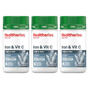 Iron: Healtheries Iron & Vitamin C 30 Tablets x3 (3x Bottles)
