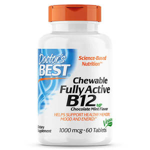 Vegan: Doctor's Best Chewable Fully Active B12 60 Tablets CLEARANCE Short Dated end of 12/2025