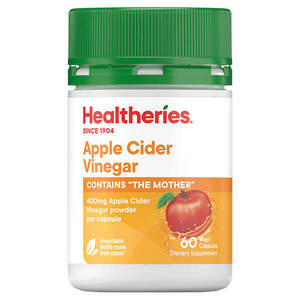Vegan: Healtheries Apple Cider Vinegar 60 Vege Caps CLEARANCE Short Dated end of 12/2025