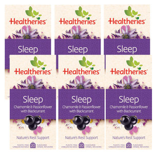 Blackcurrant: Healtheries Sleep Tea with Chamomile, Passionflower & Blackcurrant 20 Bags x6 (6x Packages)