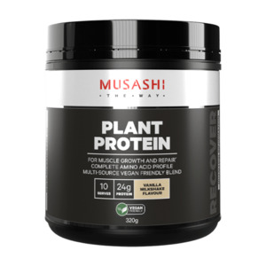 Musashi Plant Protein 320g CLEARANCE Short Dated end of 07/2026