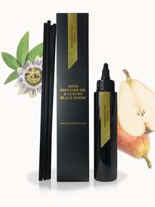 Refills 1: Reed Refill - Pear & Passionflower Reed Diffuser Oil & Luxury Black Reeds